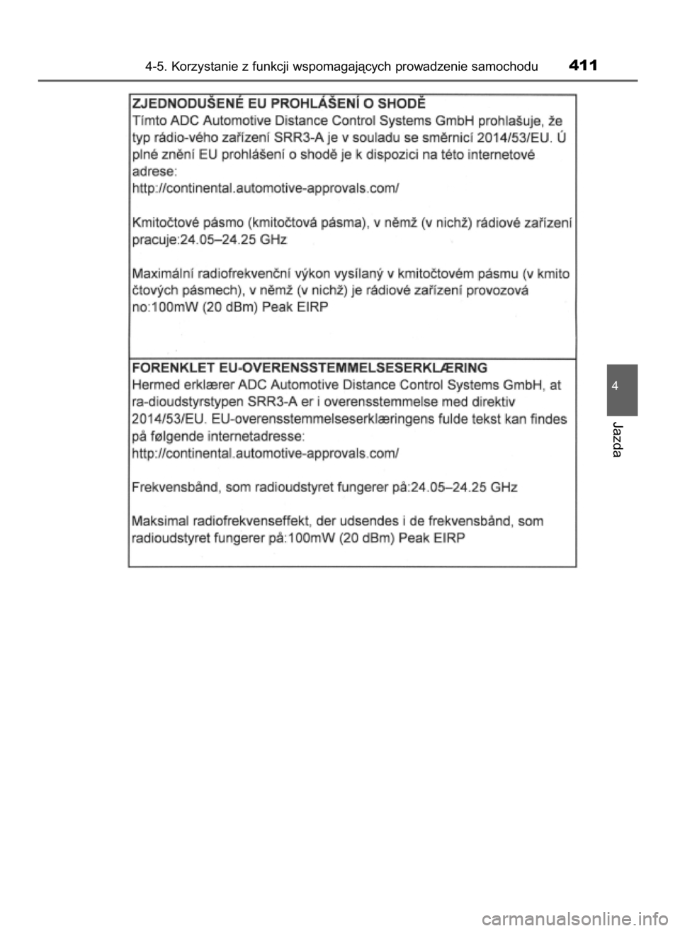 TOYOTA PRIUS 2020  Instrukcja obsługi (in Polish) 4-5. Korzystanie z funkcji wspomagajàcych prowadzenie samochodu411
4
Jazda
30 PRIUS OM47D46E  7/8/19  10:34  Page 411    (Black plate) 
