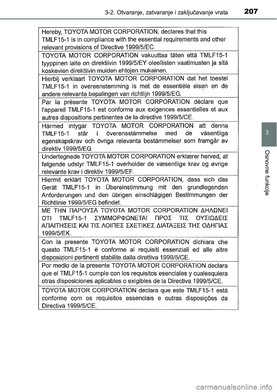 TOYOTA PRIUS 2016  Upute Za Rukovanje (in Croatian) 2073-2. Otvaranje, zatvaranje i zaključavanje vrata
3
Osnovne funkcije 