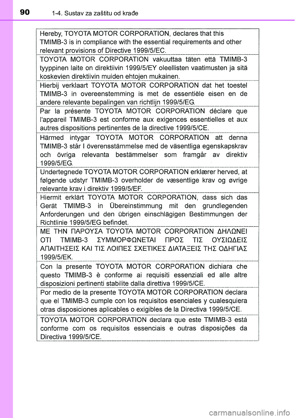TOYOTA PRIUS 2016  Upute Za Rukovanje (in Croatian) 901-4. Sustav za zaštitu od krađe 