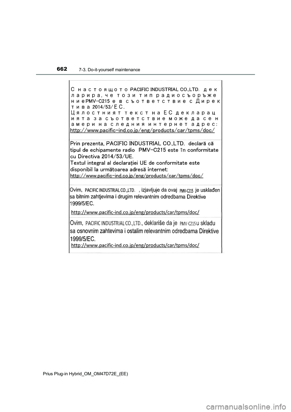 TOYOTA PRIUS PLUG-IN HYBRID 2021  Owners Manual 6627-3. Do-it-yourself maintenance
Prius Plug-in Hybrid_OM_OM47D72E_(EE) 