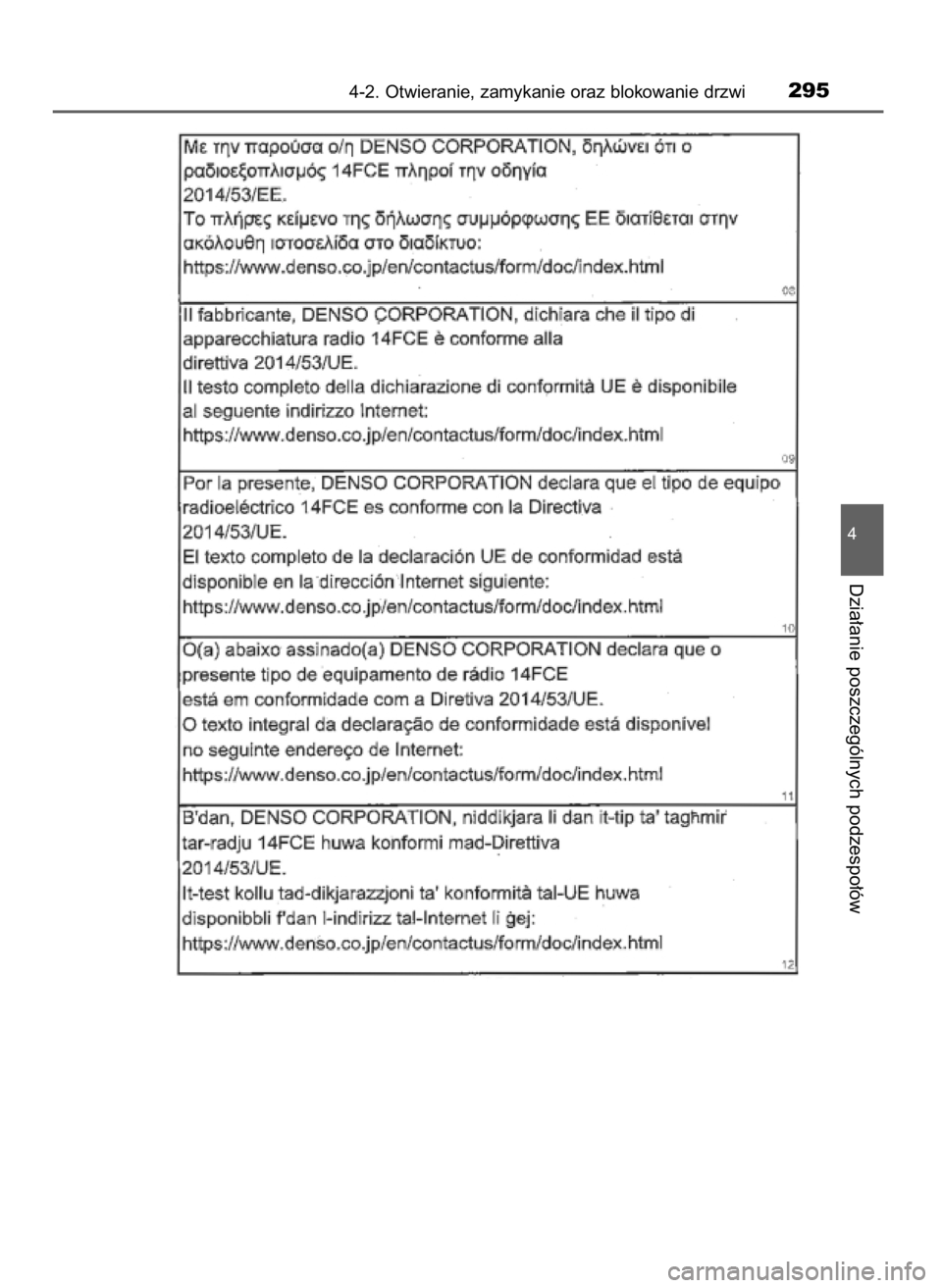 TOYOTA PRIUS PLUG-IN HYBRID 2018  Instrukcja obsługi (in Polish) 4-2. Otwieranie, zamykanie oraz blokowanie drzwi295
4
Dzia∏anie poszczególnych podzespo∏ów
32 Prius Plug_in OM47C99E  4/7/18  12:25  Page 295    (Black plate) 