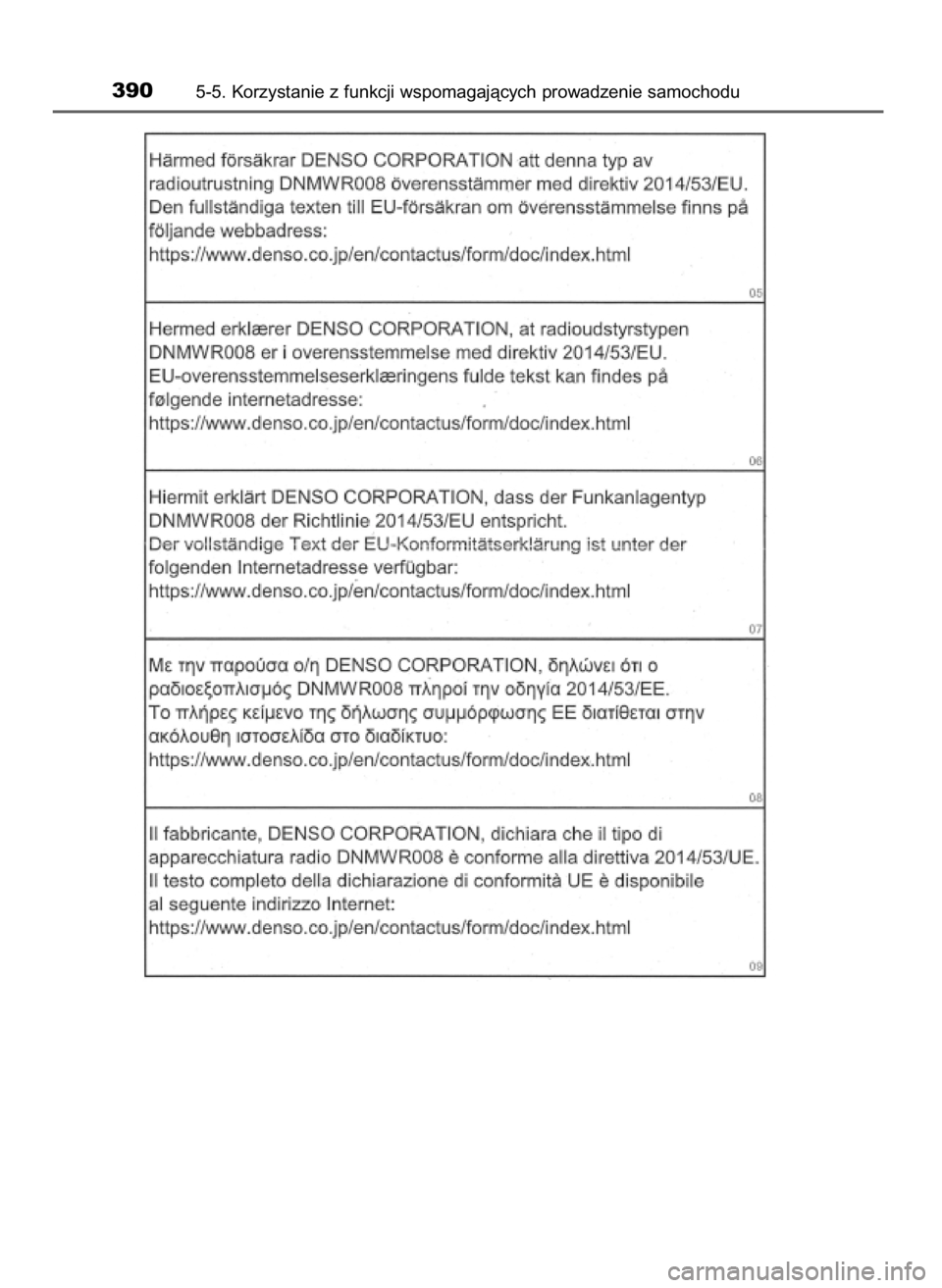 TOYOTA PRIUS PLUG-IN HYBRID 2018  Instrukcja obsługi (in Polish) 3905-5. Korzystanie z funkcji wspomagajàcych prowadzenie samochodu
32 Prius Plug_in OM47C99E  4/7/18  12:26  Page 390    (Black plate) 
