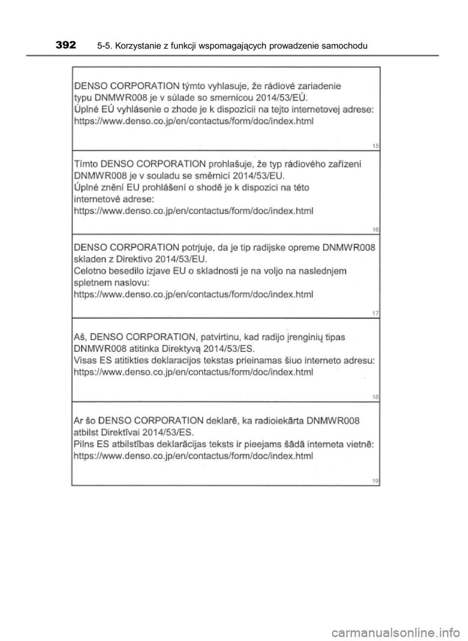 TOYOTA PRIUS PLUG-IN HYBRID 2018  Instrukcja obsługi (in Polish) 3925-5. Korzystanie z funkcji wspomagajàcych prowadzenie samochodu
32 Prius Plug_in OM47C99E  4/7/18  12:26  Page 392    (Black plate) 