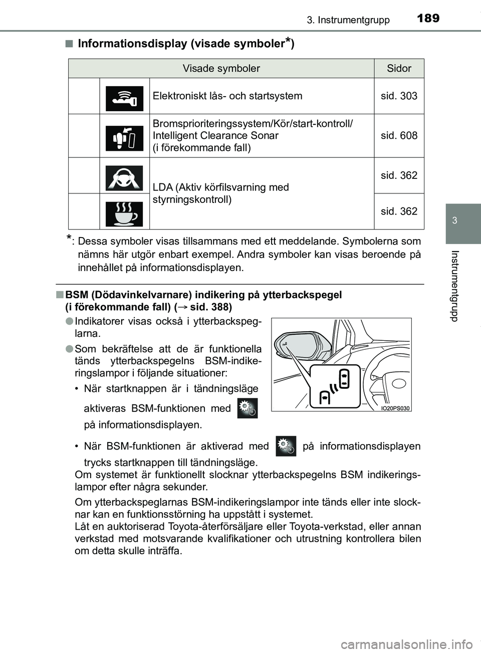 TOYOTA PRIUS PLUG-IN HYBRID 2018 Bruksanvisningar (in Swedish) 1893. Instrumentgrupp
3
Instrumentgrupp
OM47C99SEn
Informationsdisplay (visade symboler*)
*: Dessa symboler visas tillsammans med ett meddelande. Symbolerna som
nämns här utgör enbart exempel. Andr TOYOTA PRIUS PLUG-IN HYBRID 2018 Bruksanvisningar (in Swedish) 1893. Instrumentgrupp
3
Instrumentgrupp
OM47C99SEn
Informationsdisplay (visade symboler*)
*: Dessa symboler visas tillsammans med ett meddelande. Symbolerna som
nämns här utgör enbart exempel. Andr