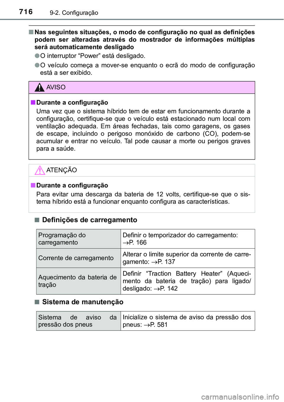 TOYOTA PRIUS PLUG-IN HYBRID 2017  Manual de utilização (in Portuguese) 7169-2. Configuração
nNas seguintes situações, o modo de configuração no qual as definições
podem  ser  alteradas  através  do  mostrador  de  informações  múltiplas
será automaticamente 