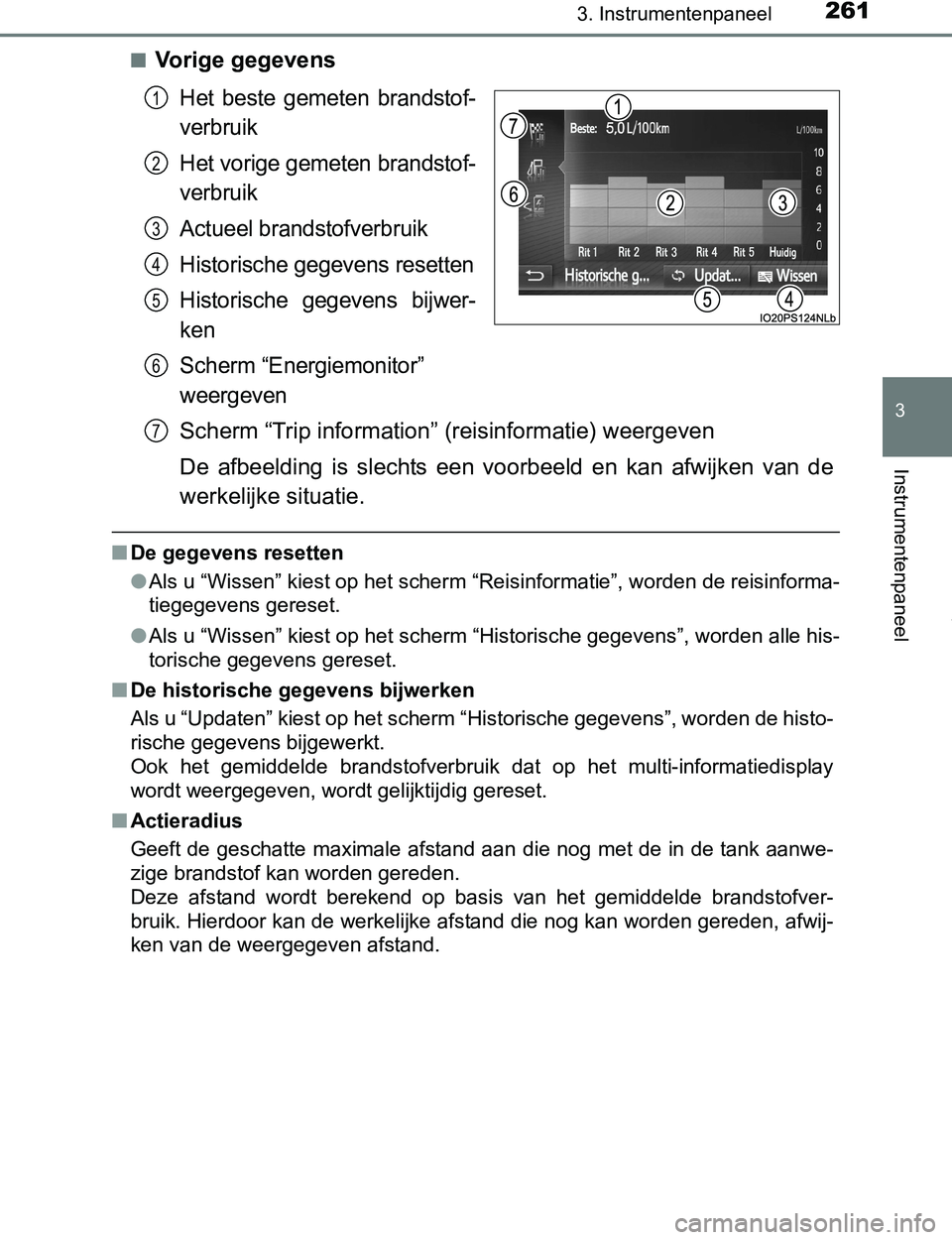 TOYOTA PRIUS PLUG-IN HYBRID 2016 Instructieboekje (in Dutch) 2613. Instrumentenpaneel
3
Instrumentenpaneel
PRIUS PHV_OM_OM47A89E_(EE)■
Vorige gegevens
Het beste gemeten brandstof-
verbruik
Het vorige gemeten brandstof-
verbruik
Actueel brandstofverbruik
Hi TOYOTA PRIUS PLUG-IN HYBRID 2016 Instructieboekje (in Dutch) 2613. Instrumentenpaneel
3
Instrumentenpaneel
PRIUS PHV_OM_OM47A89E_(EE)■
Vorige gegevens
Het beste gemeten brandstof-
verbruik
Het vorige gemeten brandstof-
verbruik
Actueel brandstofverbruik
Hi