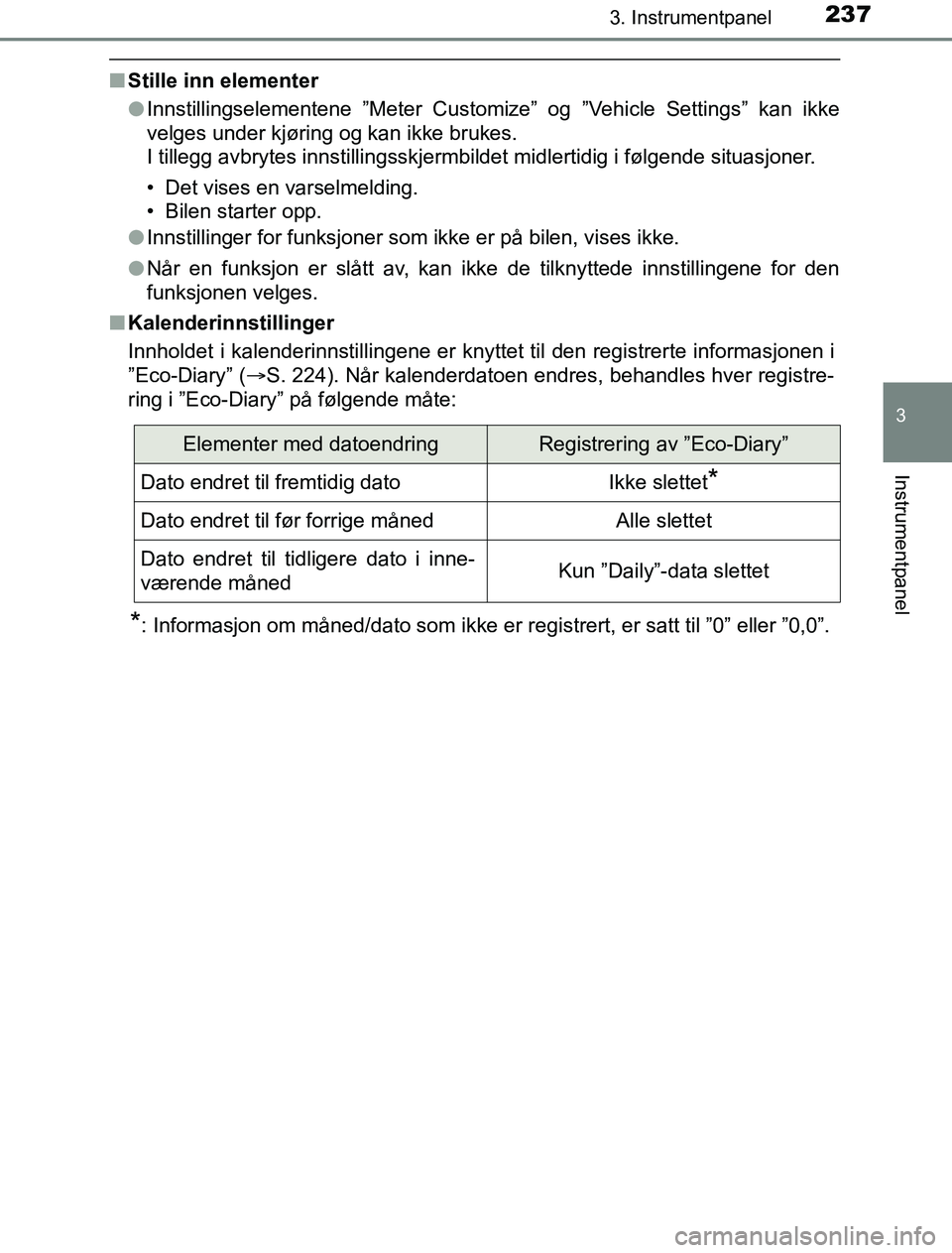 TOYOTA PRIUS PLUG-IN HYBRID 2016  Instruksjoner for bruk (in Norwegian) 2373. Instrumentpanel
3
Instrumentpanel
OM47A89NO
nStille inn elementer
lInnstillingselementene ”Meter Customize” og ”Vehicle Settings” kan ikke
velges under kjøring og kan ikke brukes. 
I ti