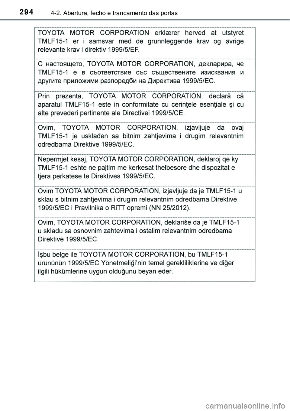TOYOTA PRIUS PLUG-IN HYBRID 2016  Manual de utilização (in Portuguese) 2944-2. Abertura, fecho e trancamento das portas 