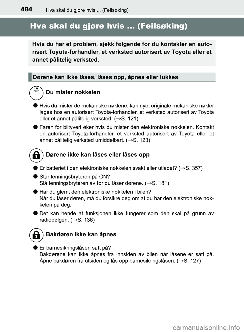 TOYOTA PRIUS PLUS 2019 Instruksjoner for bruk (in Norwegian) 484Hva skal du gjøre hvis ... (Feilsøking)
OM47D30NO
Hva skal du gjøre hvis ... (Feilsøking)
lHvis du mister de mekaniske nøklene, kan nye, originale mekaniske nøkler
lages hos en autorisert Toy TOYOTA PRIUS PLUS 2019 Instruksjoner for bruk (in Norwegian) 484Hva skal du gjøre hvis ... (Feilsøking)
OM47D30NO
Hva skal du gjøre hvis ... (Feilsøking)
lHvis du mister de mekaniske nøklene, kan nye, originale mekaniske nøkler
lages hos en autorisert Toy
