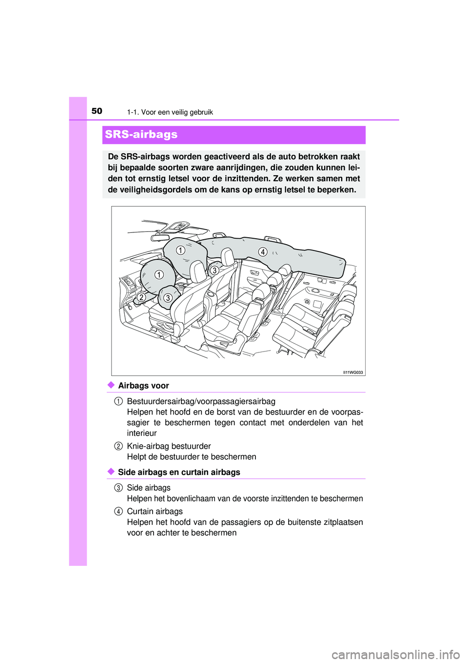 TOYOTA PRIUS PLUS 2016  Instructieboekje (in Dutch) 501-1. Voor een veilig gebruik
PRIUS +_OM_OM47B24E_(EE)
SRS-airbags
◆Airbags voorBestuurdersairbag/voorpassagiersairbag
Helpen het hoofd en de borst van de bestuurder en de voorpas-
sagier te besche