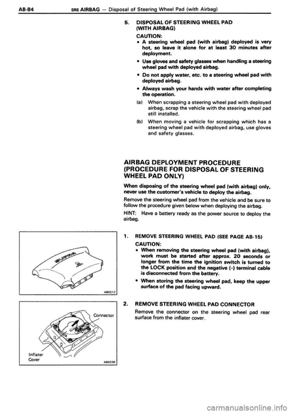 TOYOTA SUPRA 1990 3.G Workshop Manual 