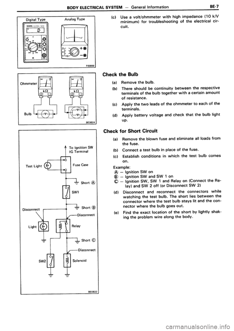 TOYOTA SUPRA 1990 3.G Workshop Manual 