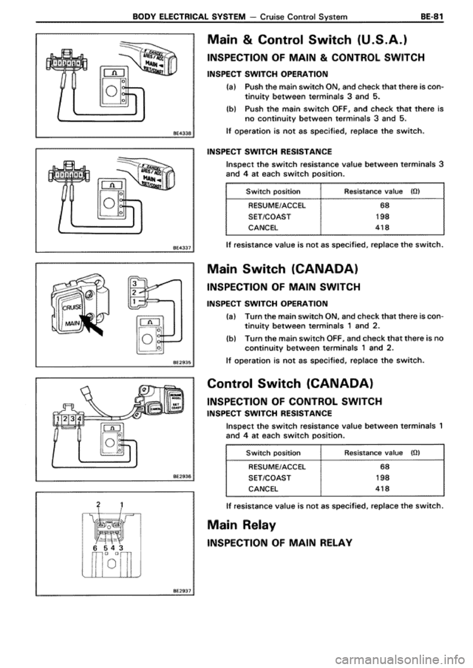 TOYOTA SUPRA 1990 3.G Workshop Manual 
