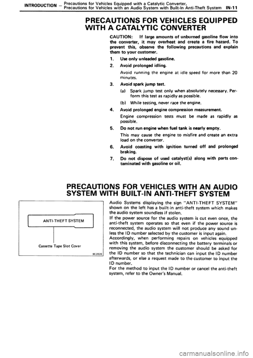 TOYOTA SUPRA 1990 3.G Workshop Manual 