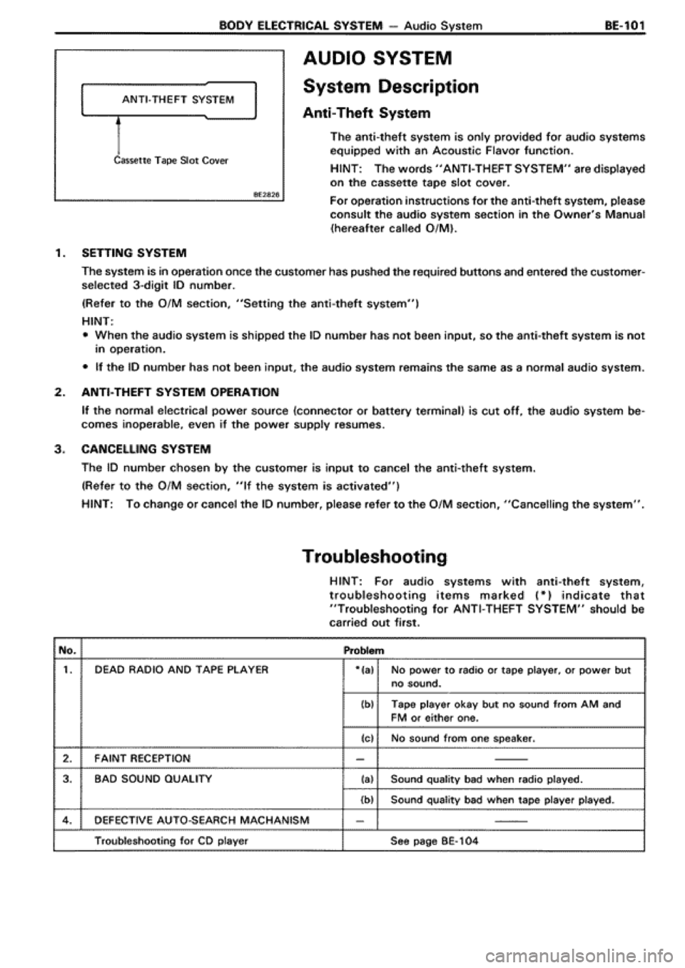 TOYOTA SUPRA 1990 3.G Workshop Manual 