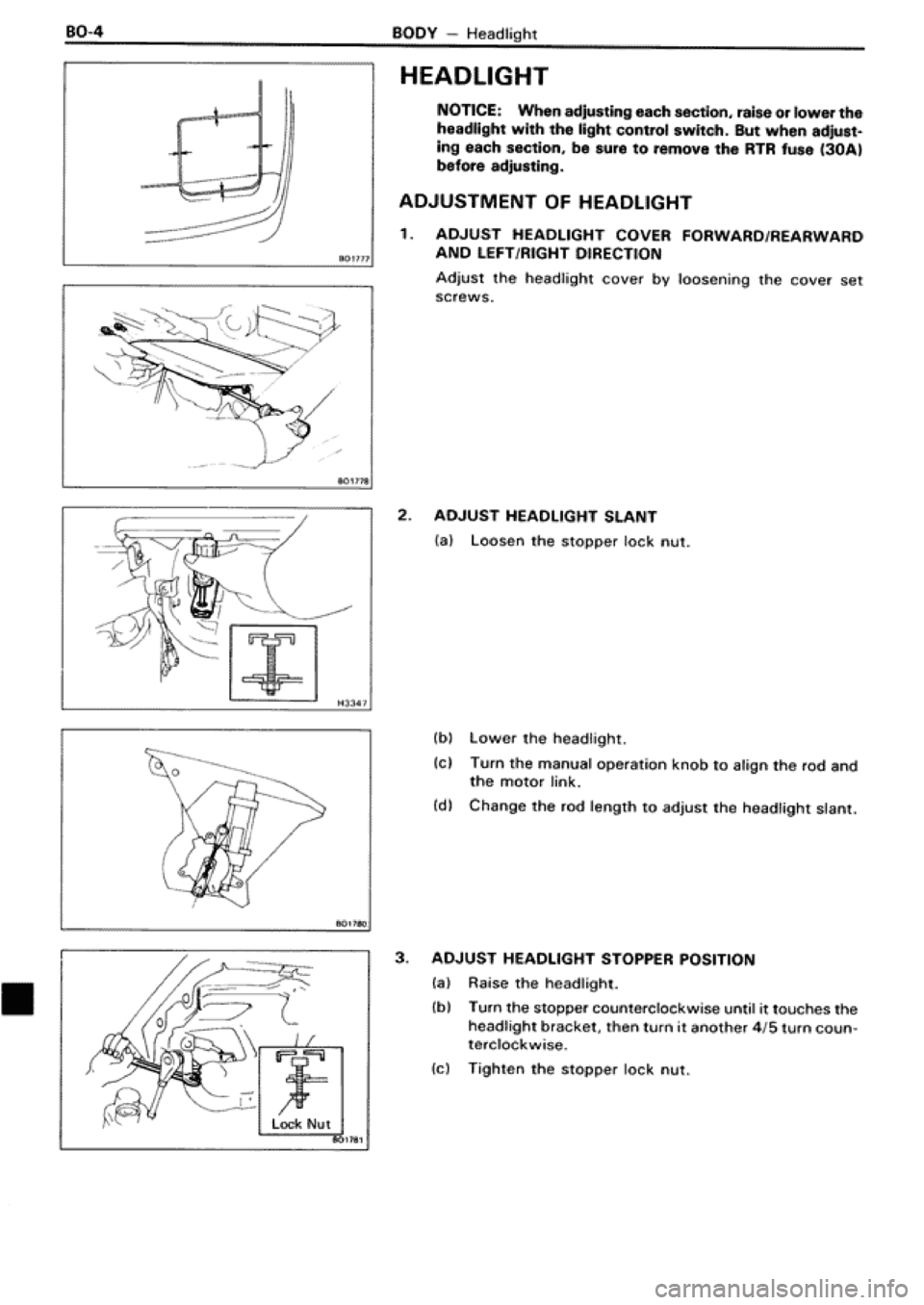 TOYOTA SUPRA 1990 3.G Workshop Manual 
