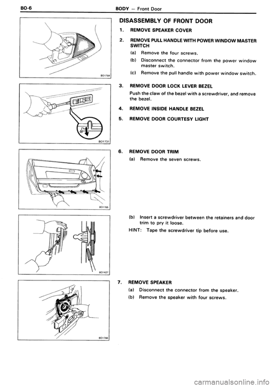 TOYOTA SUPRA 1990 3.G Workshop Manual 