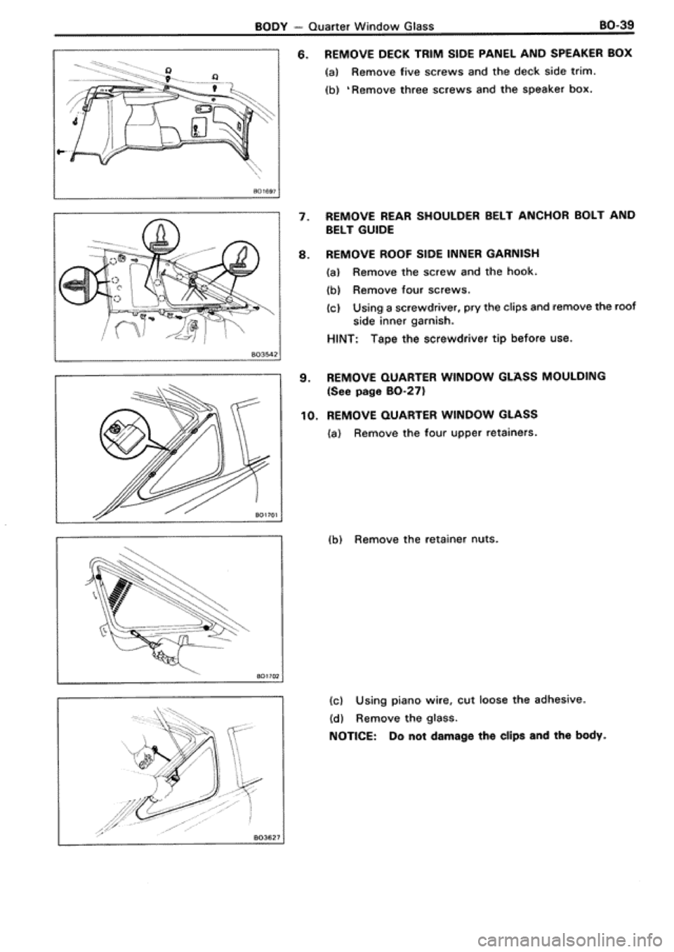 TOYOTA SUPRA 1990 3.G Workshop Manual 