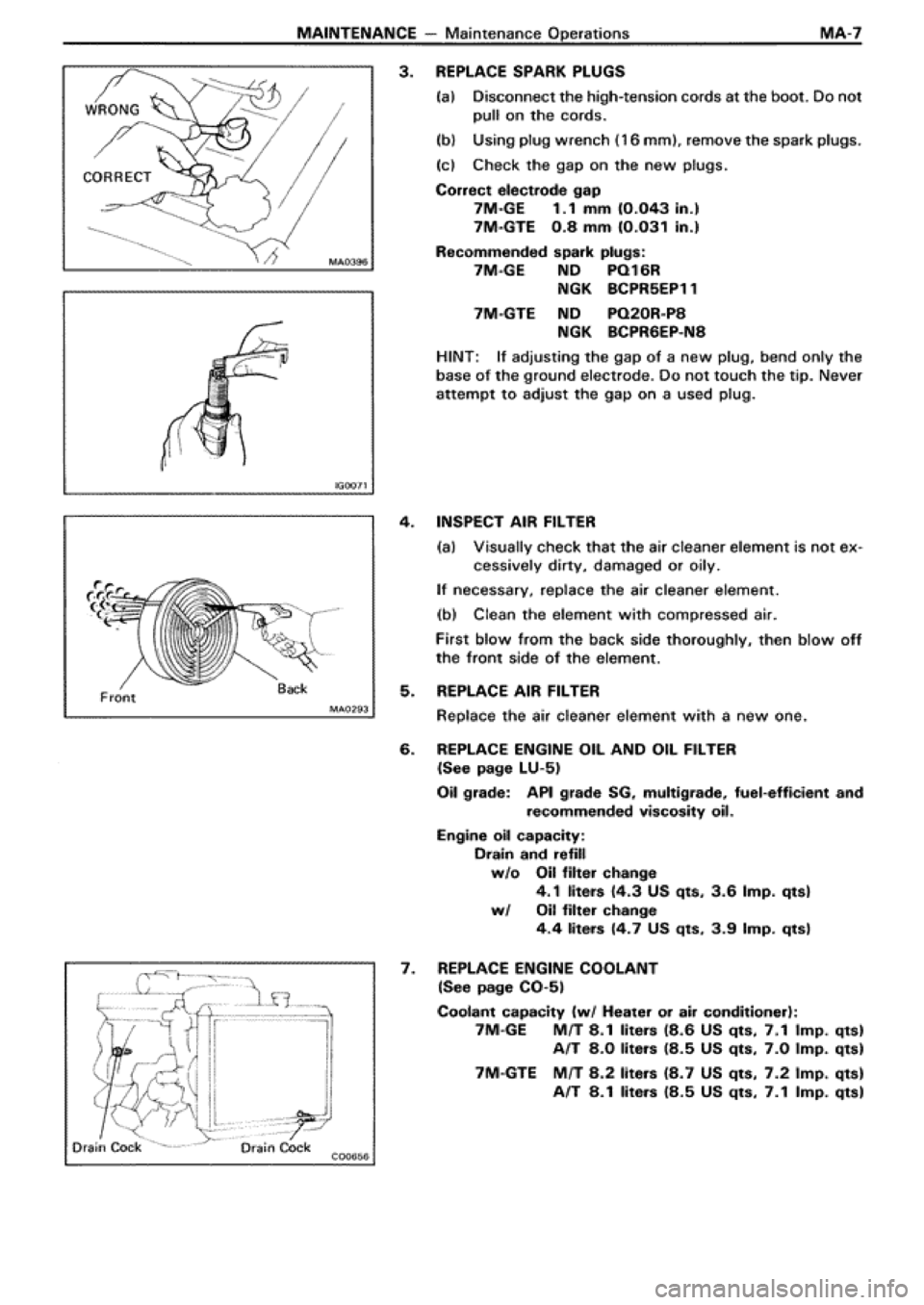 TOYOTA SUPRA 1990 3.G Workshop Manual 