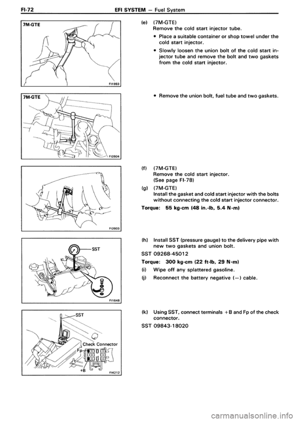 TOYOTA SUPRA 1990 3.G Workshop Manual 