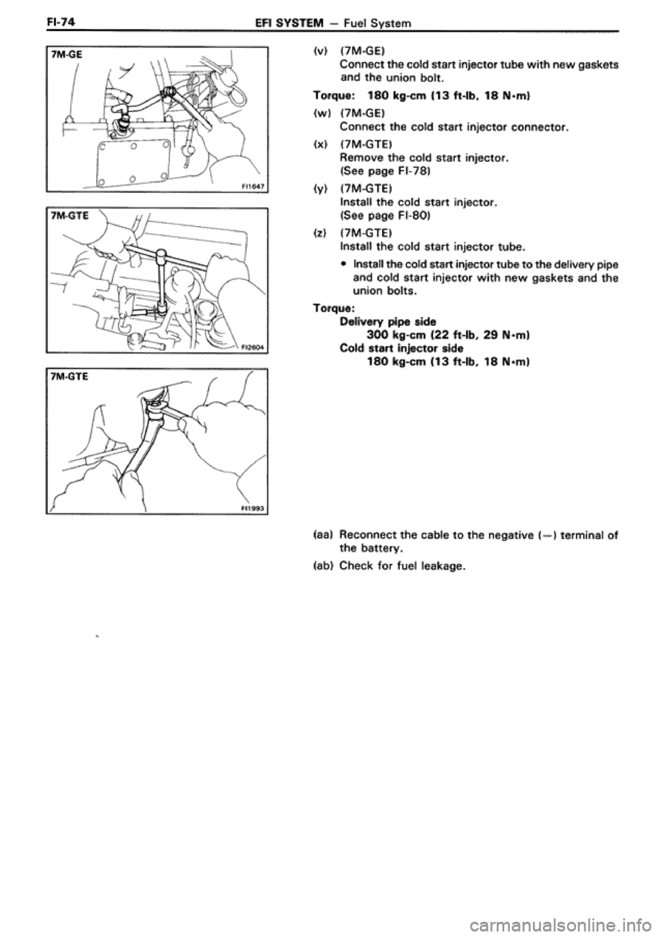 TOYOTA SUPRA 1990 3.G Workshop Manual 