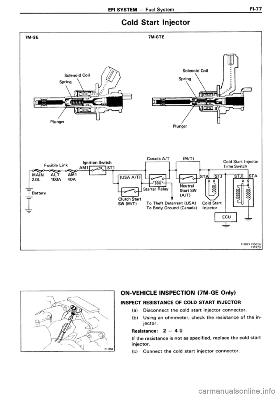 TOYOTA SUPRA 1990 3.G Workshop Manual 