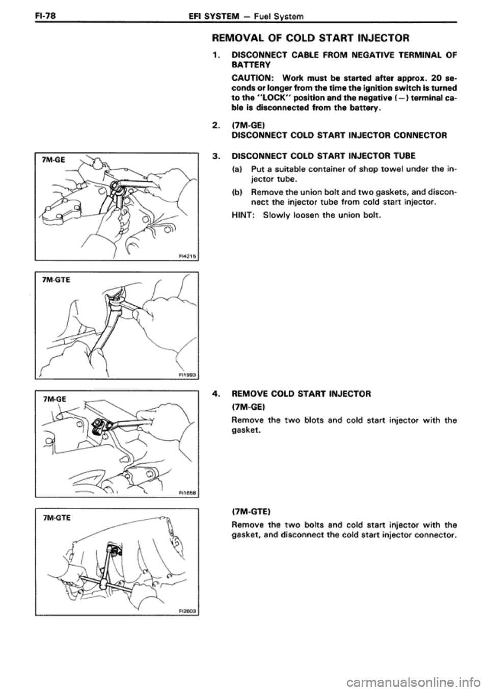 TOYOTA SUPRA 1990 3.G Workshop Manual 