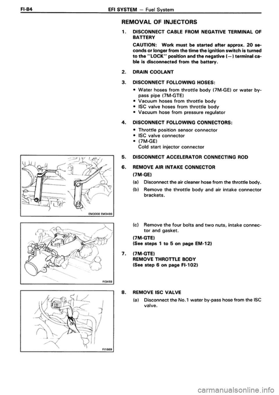 TOYOTA SUPRA 1990 3.G Workshop Manual 
