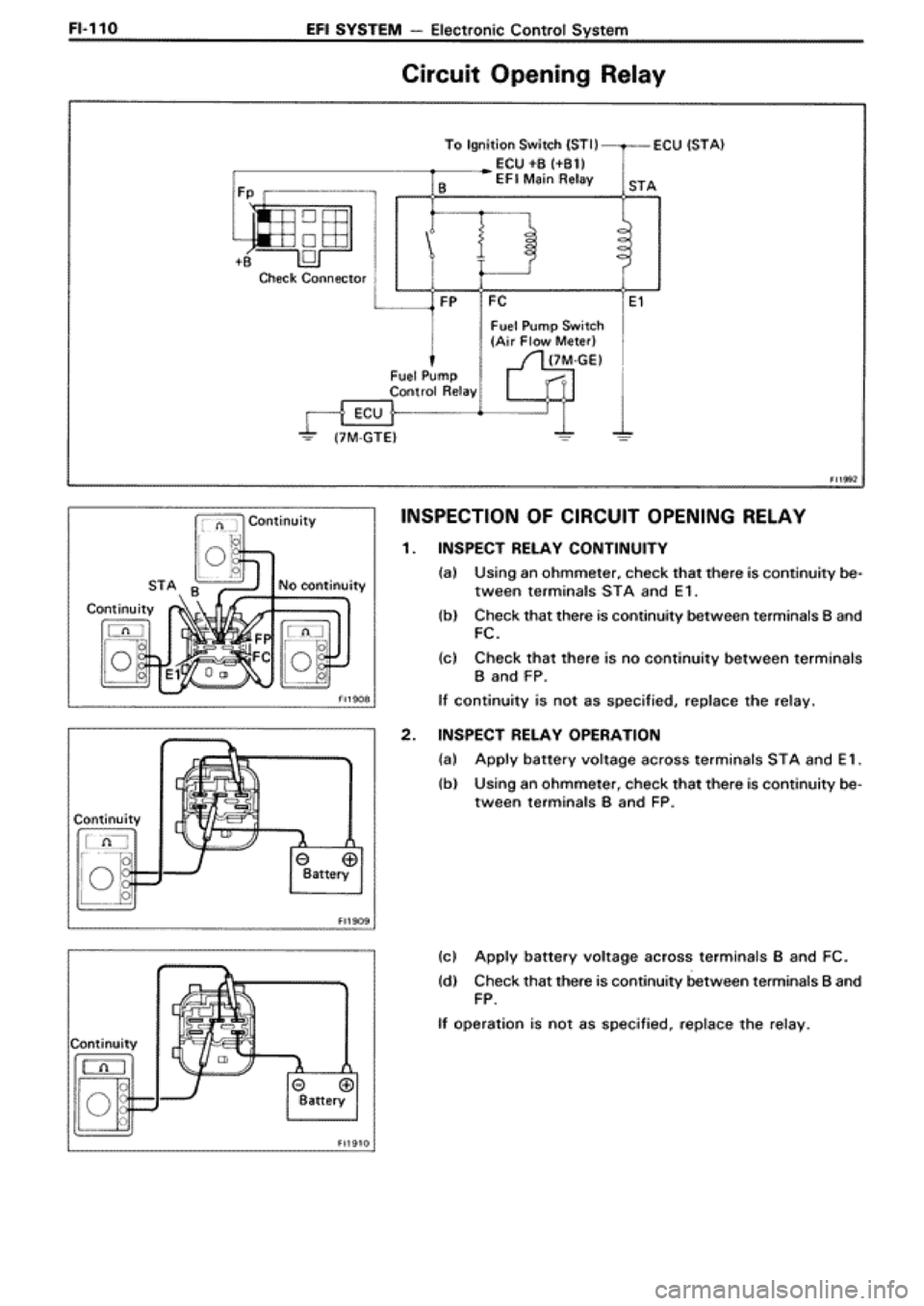 TOYOTA SUPRA 1990 3.G Workshop Manual 