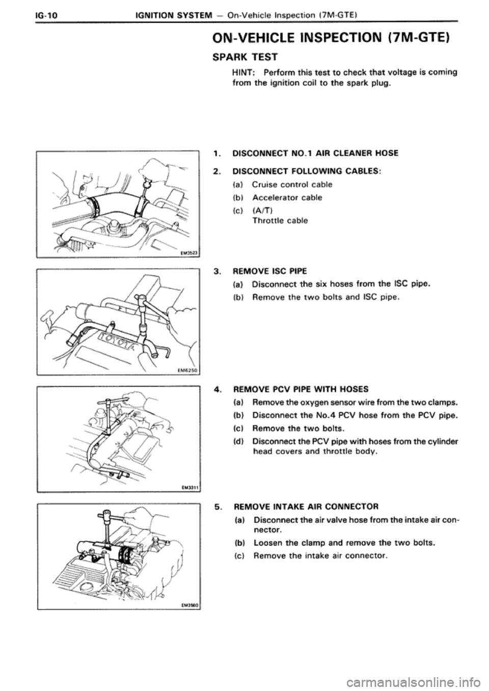 TOYOTA SUPRA 1990 3.G Workshop Manual 