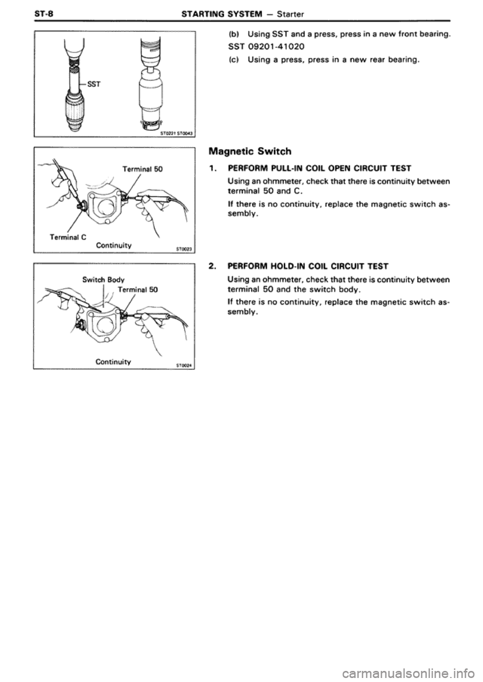 TOYOTA SUPRA 1990 3.G Workshop Manual 