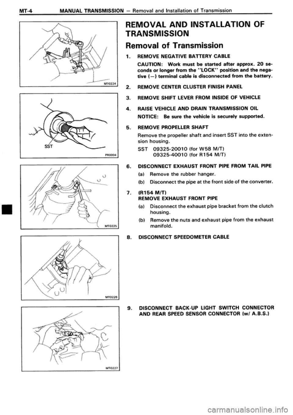 TOYOTA SUPRA 1990 3.G Workshop Manual 