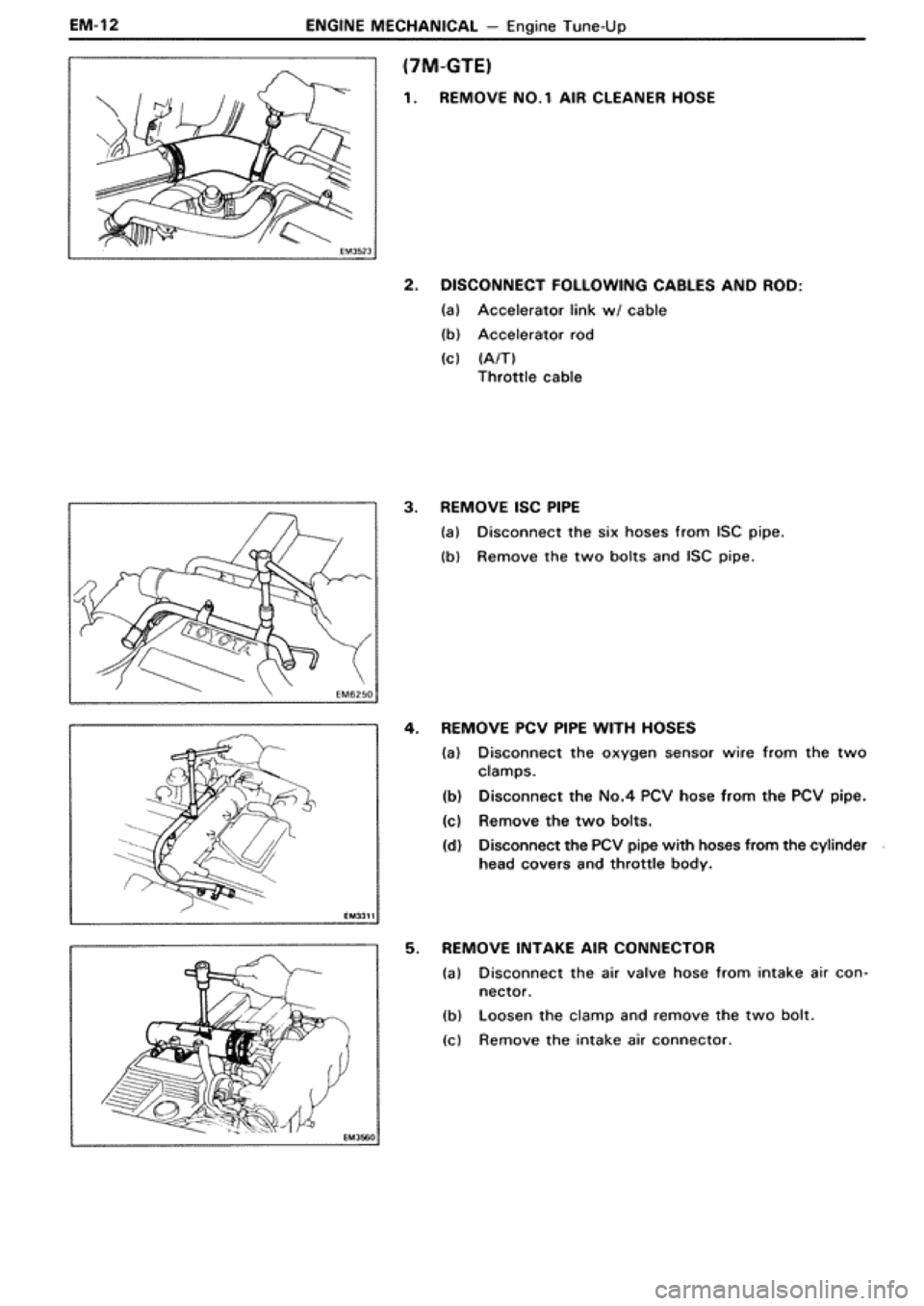 TOYOTA SUPRA 1990 3.G Workshop Manual 