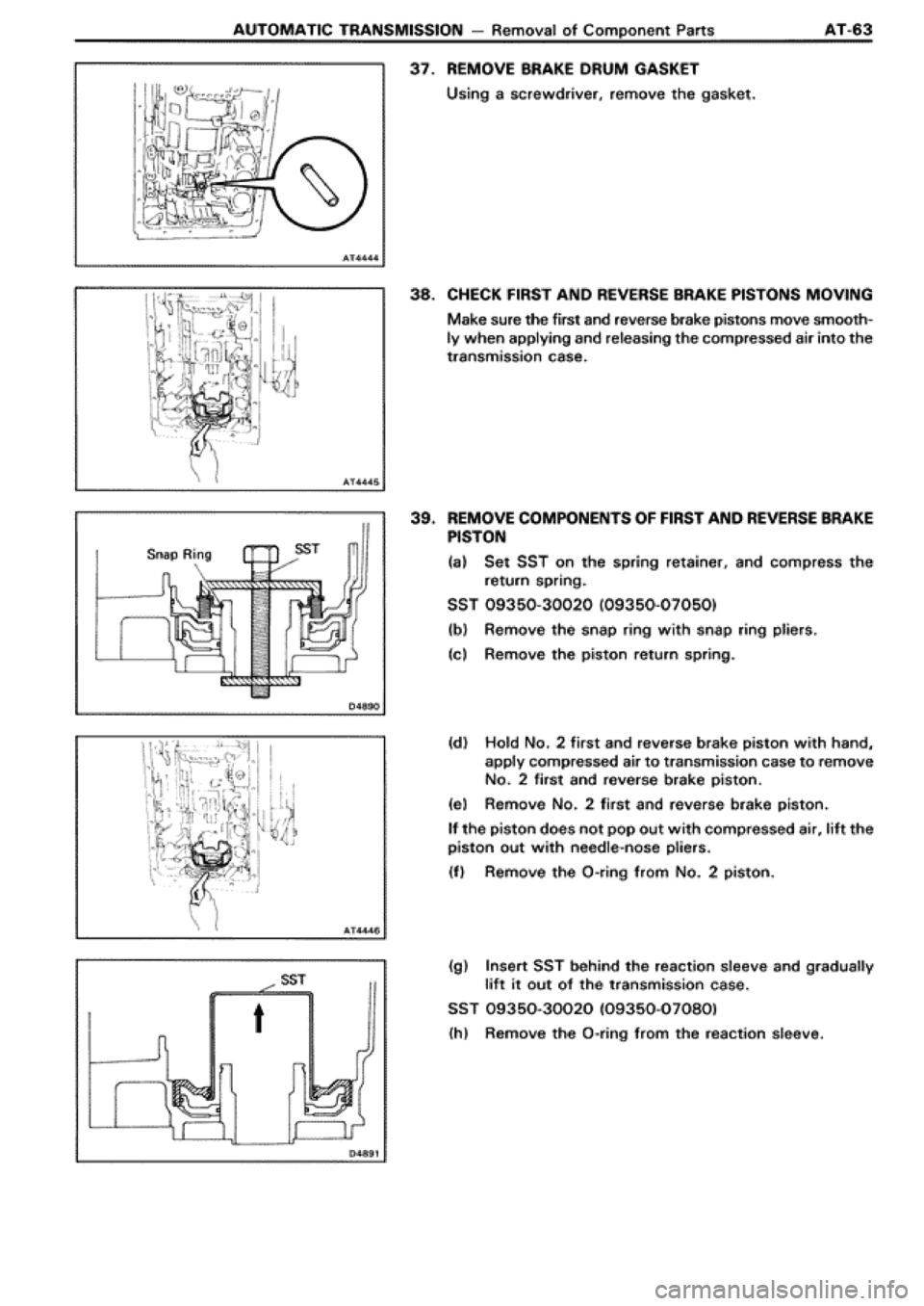 TOYOTA SUPRA 1990 3.G Workshop Manual 