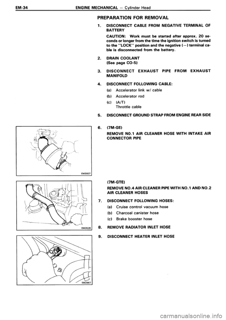 TOYOTA SUPRA 1990 3.G Workshop Manual 