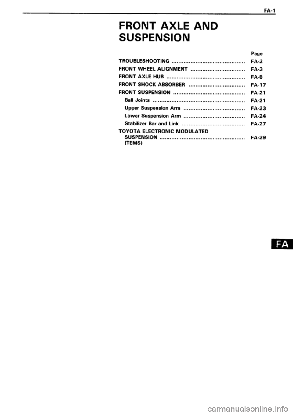 TOYOTA SUPRA 1990 3.G Workshop Manual 