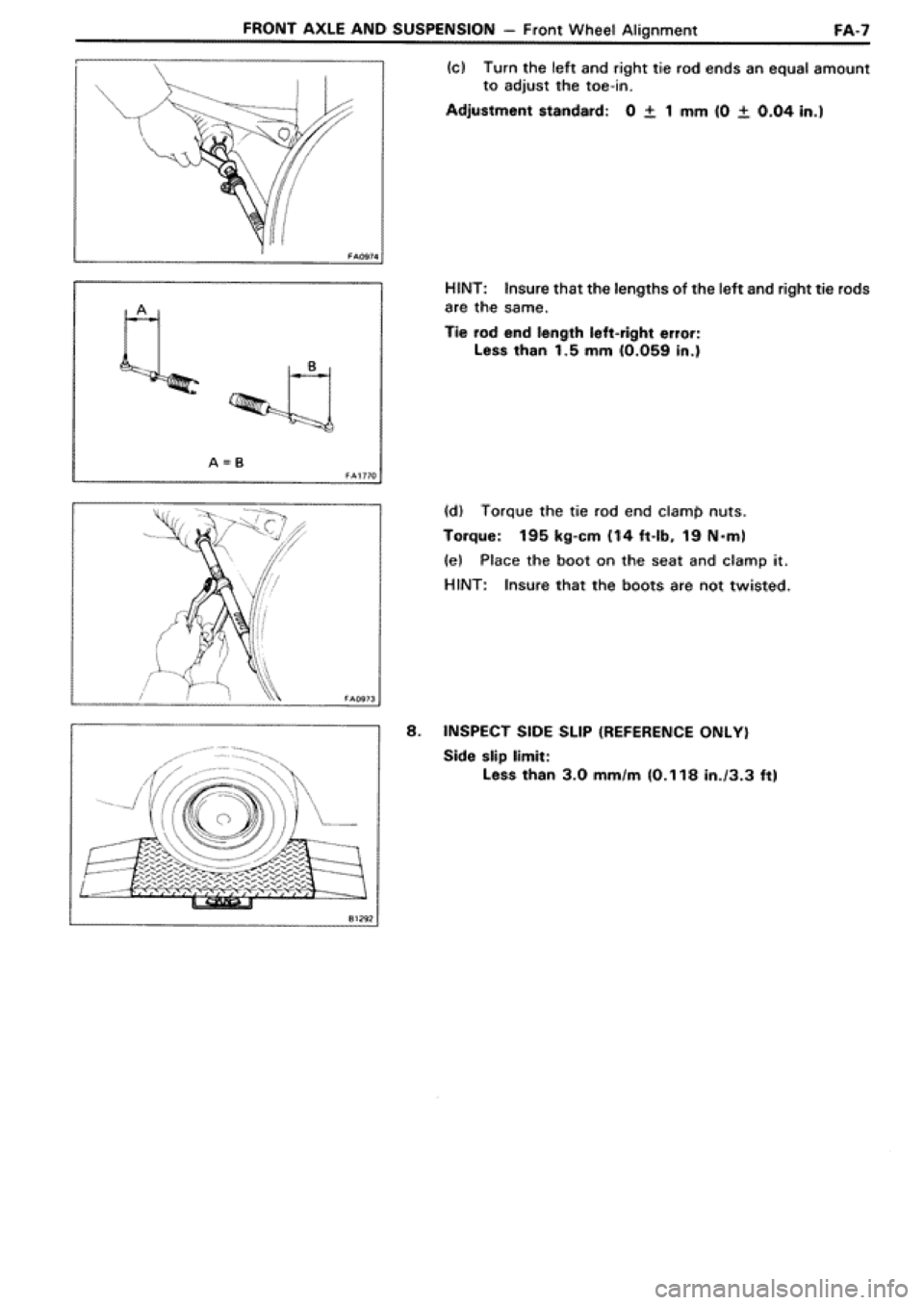 TOYOTA SUPRA 1990 3.G Workshop Manual 