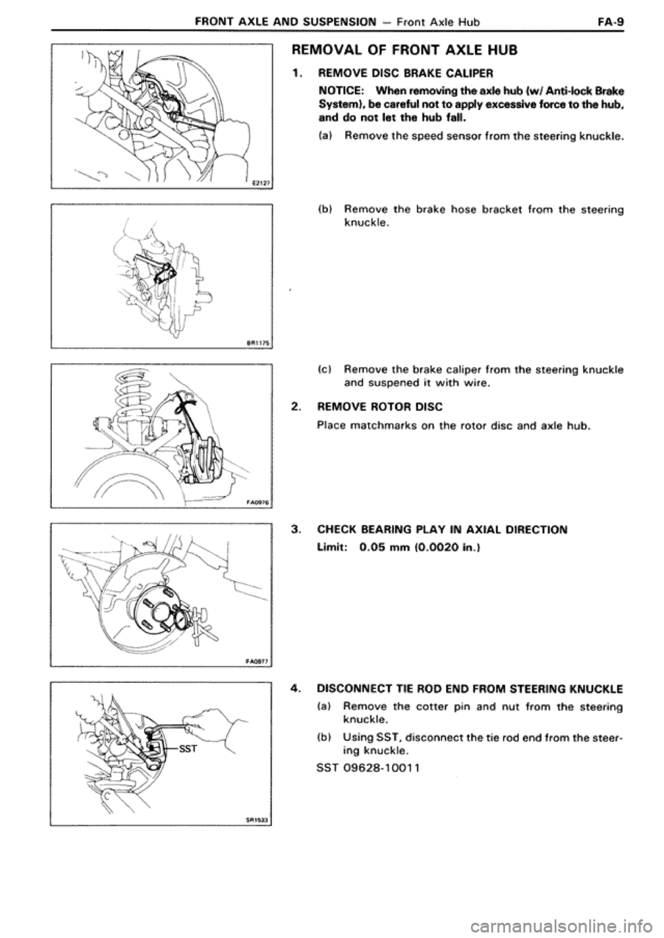 TOYOTA SUPRA 1990 3.G Workshop Manual 