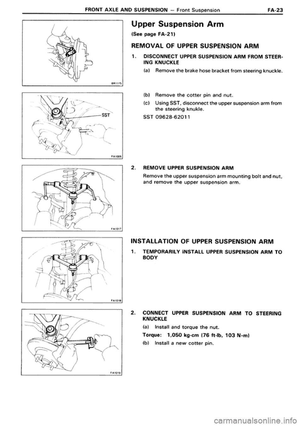 TOYOTA SUPRA 1990 3.G Workshop Manual 