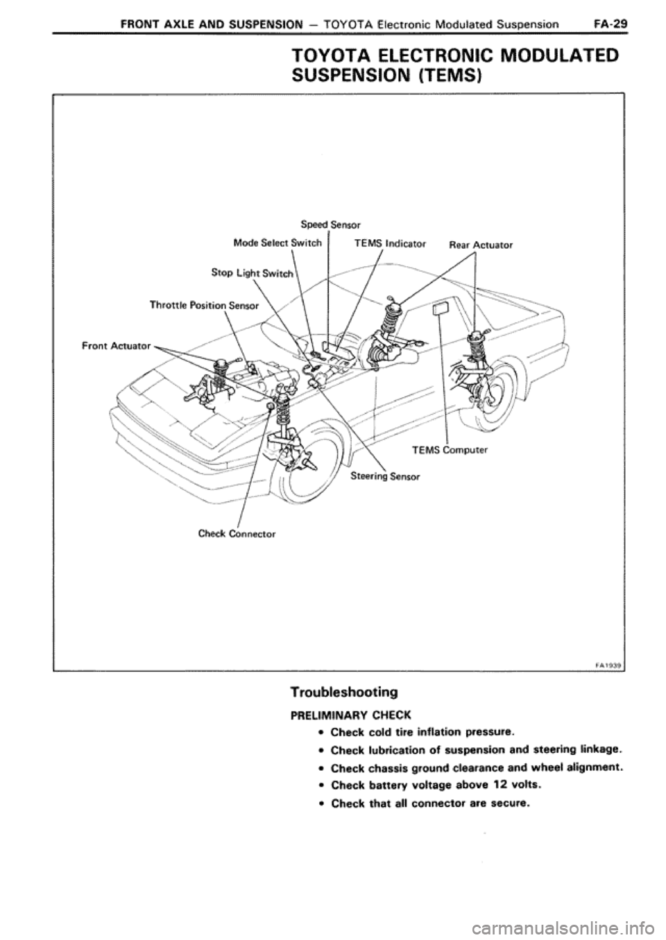 TOYOTA SUPRA 1990 3.G Workshop Manual 
