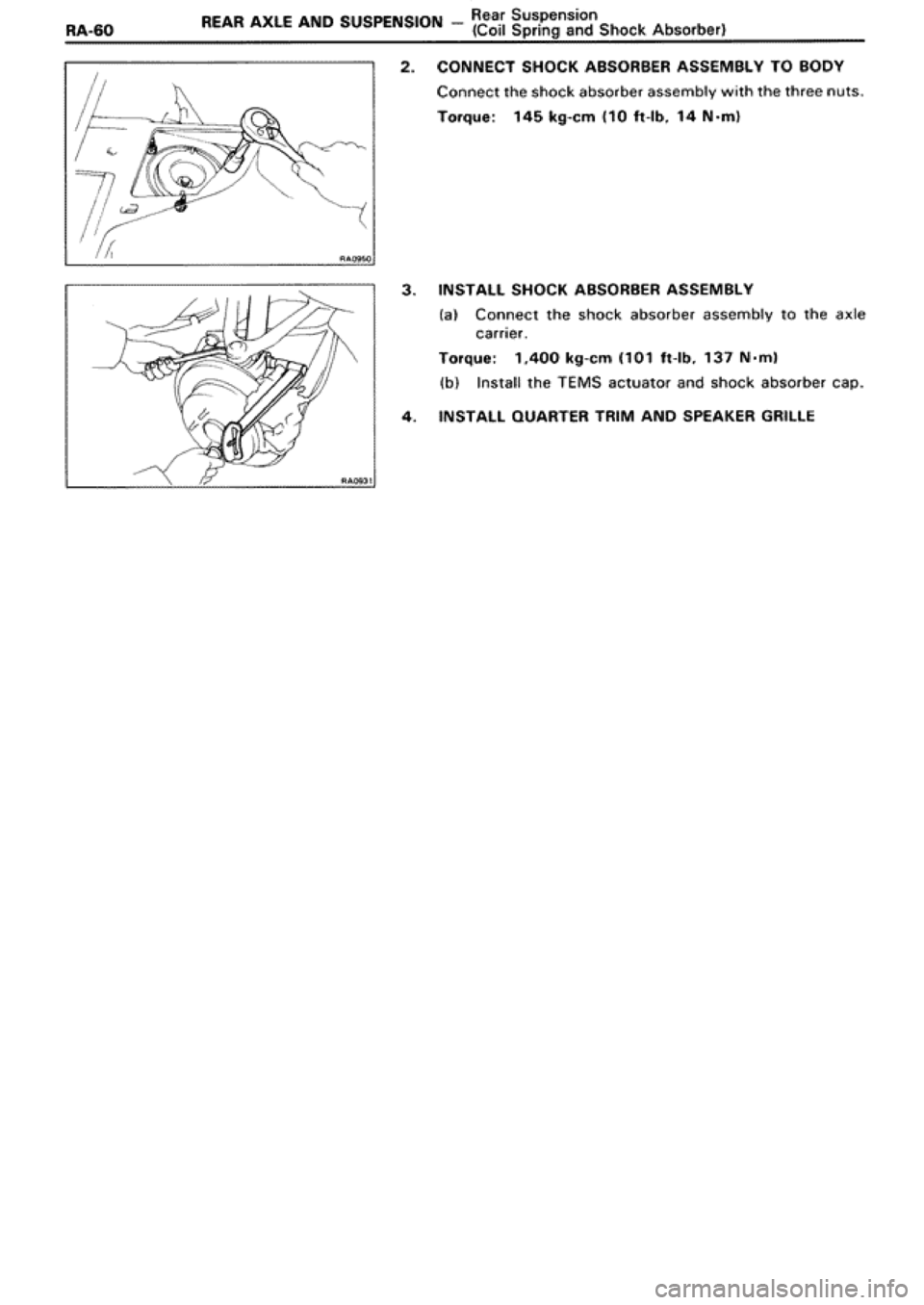 TOYOTA SUPRA 1990 3.G Workshop Manual 