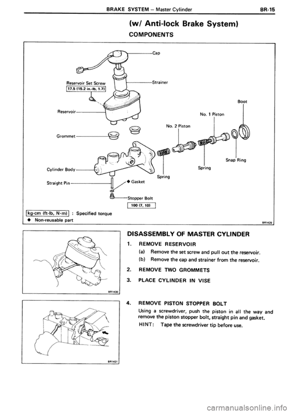 TOYOTA SUPRA 1990 3.G Workshop Manual 