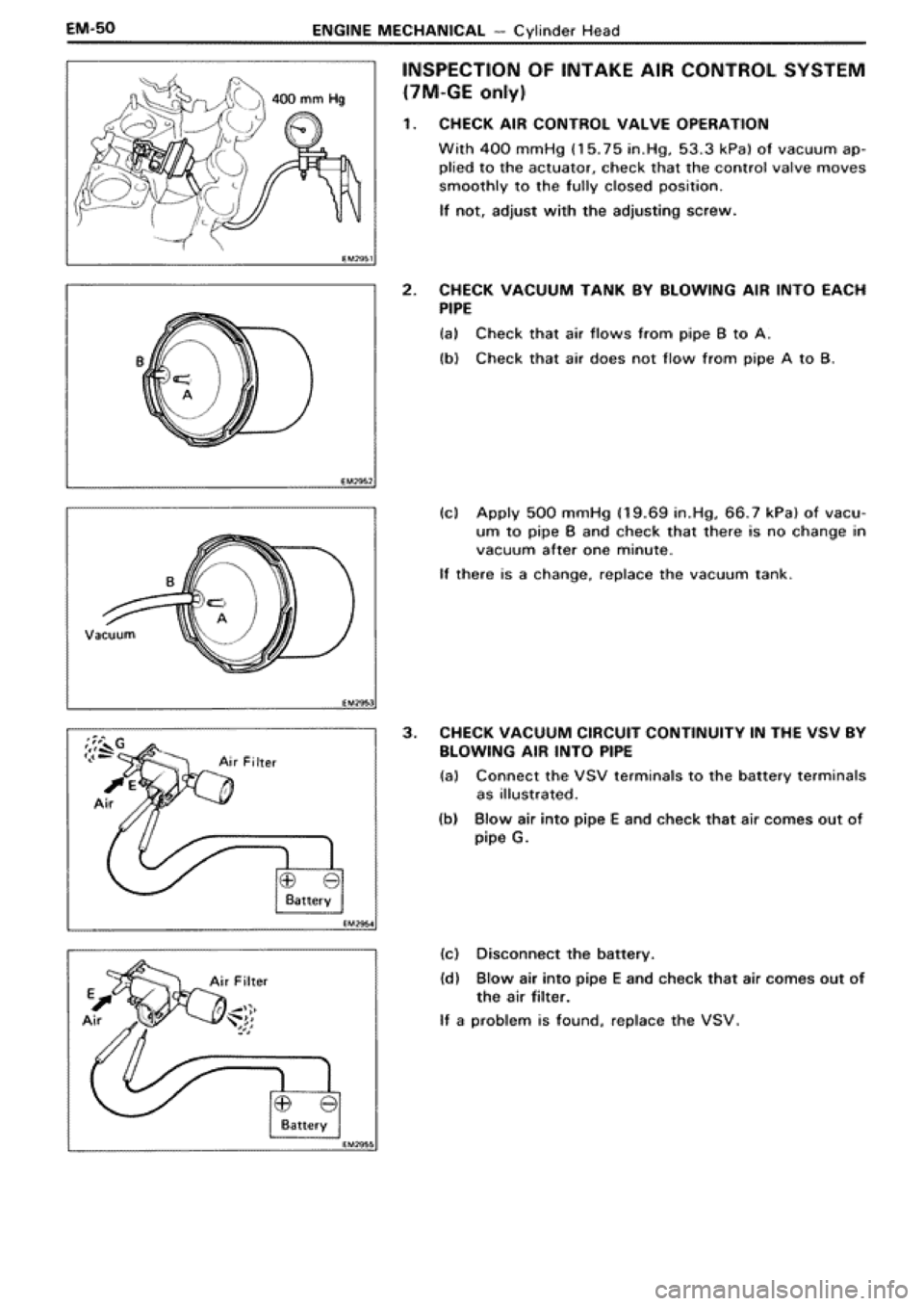 TOYOTA SUPRA 1990 3.G Workshop Manual 