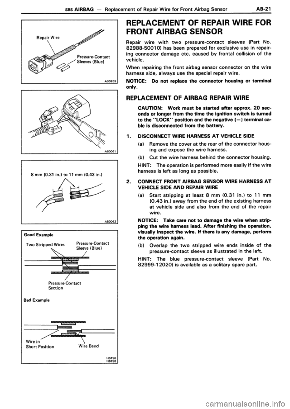 TOYOTA SUPRA 1990 3.G Workshop Manual 