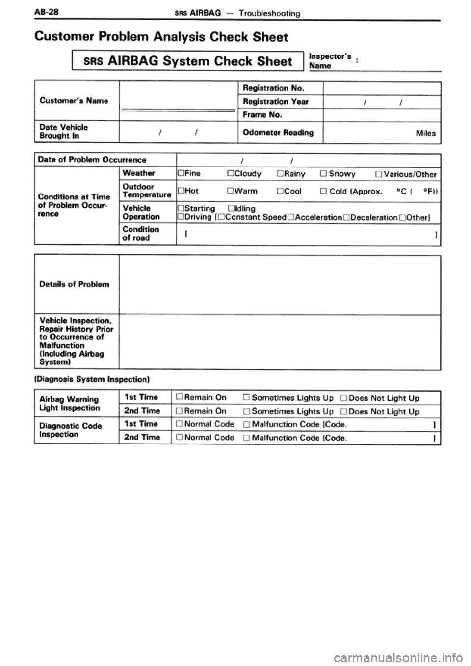 TOYOTA SUPRA 1990 3.G Workshop Manual 
