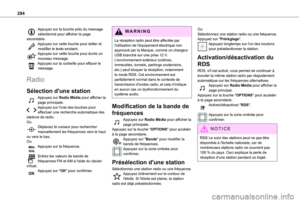 TOYOTA PROACE CITY 2022 Manuel du propriétaire (in French) 294
Appuyez sur la touche près du message sélectionné pour afficher la page secondaire.Appuyez sur cette touche pour éditer et modifier le texte existant.Appuyez sur cette touche pour écrire un n TOYOTA PROACE CITY 2022 Manuel du propriétaire (in French) 294
Appuyez sur la touche près du message sélectionné pour afficher la page secondaire.Appuyez sur cette touche pour éditer et modifier le texte existant.Appuyez sur cette touche pour écrire un n