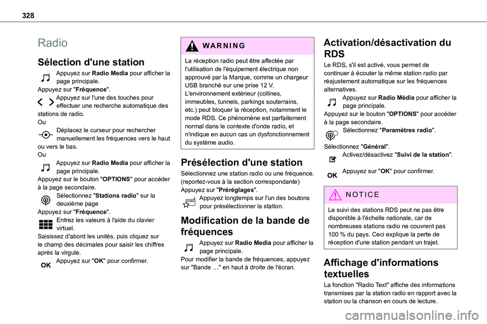 TOYOTA PROACE VERSO EV 2024 Manuel du propriétaire (in French) 328
Radio
Sélection d'une station
Appuyez sur Radio Media pour afficher la page principale.Appuyez sur "Fréquence".Appuyez sur l'une des touches pour effectuer une recherche automati TOYOTA PROACE VERSO EV 2024 Manuel du propriétaire (in French) 328
Radio
Sélection d'une station
Appuyez sur Radio Media pour afficher la page principale.Appuyez sur "Fréquence".Appuyez sur l'une des touches pour effectuer une recherche automati