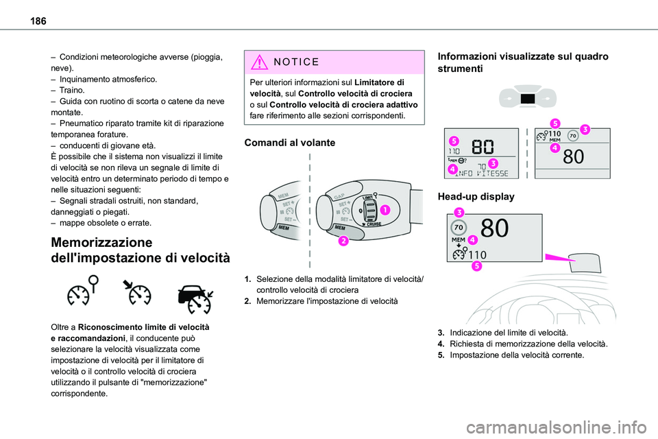 TOYOTA PROACE VERSO EV 2022 Manuale duso (in Italian) 186
– Condizioni meteorologiche avverse (pioggia, neve).– Inquinamento atmosferico.– Traino.– Guida con ruotino di scorta o catene da neve montate.– Pneumatico riparato tramite kit di ripara TOYOTA PROACE VERSO EV 2022 Manuale duso (in Italian) 186
– Condizioni meteorologiche avverse (pioggia, neve).– Inquinamento atmosferico.– Traino.– Guida con ruotino di scorta o catene da neve montate.– Pneumatico riparato tramite kit di ripara