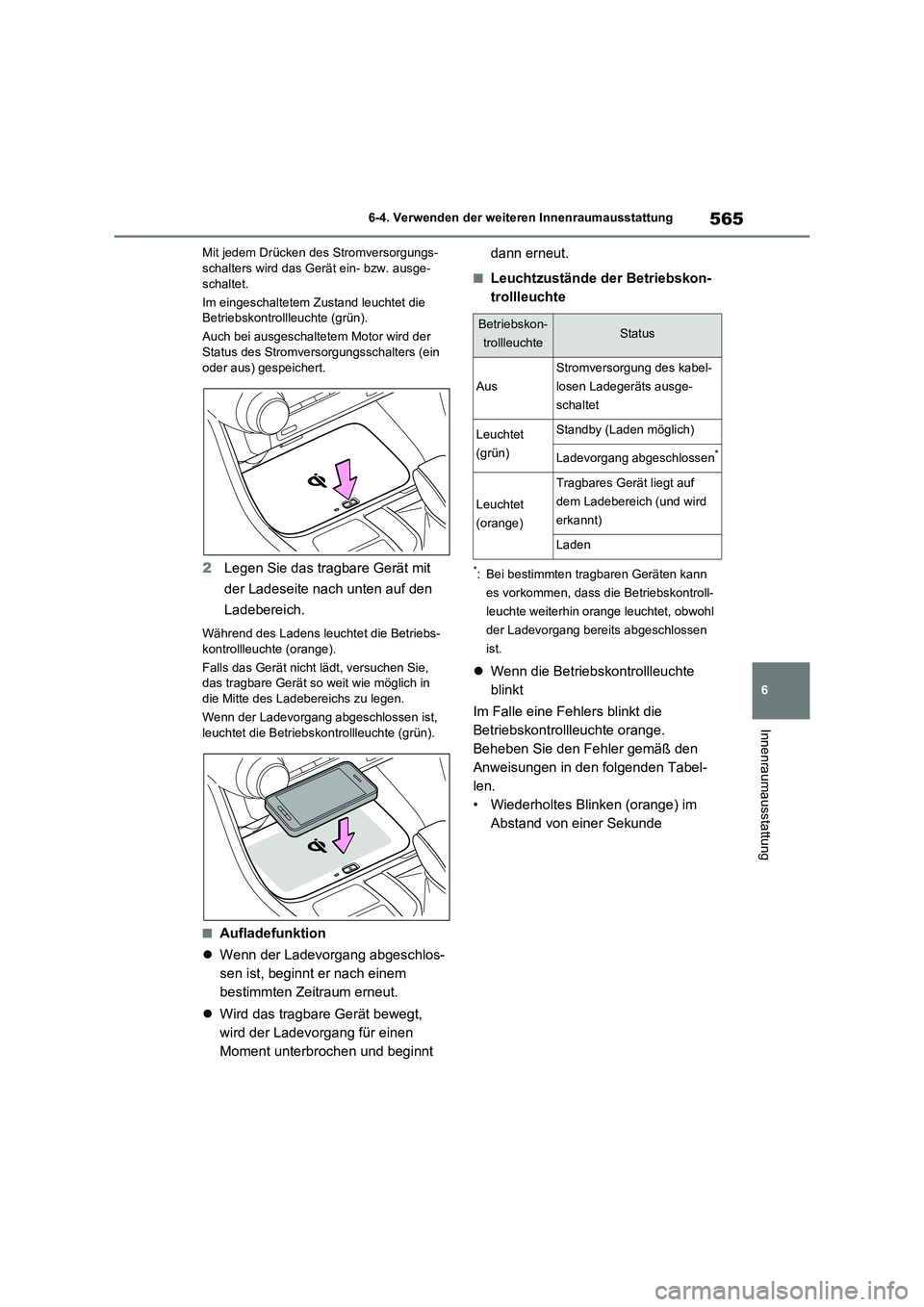 TOYOTA RAV4 2021 Betriebsanleitungen (in German) 565
6 6-4. Verwenden der weiteren Innenraumausstattung
Innenraumausstattung
Mit jedem Drücken des Stromversorgungs-
schalters wird das Gerät ein- bzw. ausge-
schaltet.
Im eingeschaltetem Zustand leu TOYOTA RAV4 2021 Betriebsanleitungen (in German) 565
6 6-4. Verwenden der weiteren Innenraumausstattung
Innenraumausstattung
Mit jedem Drücken des Stromversorgungs-
schalters wird das Gerät ein- bzw. ausge-
schaltet.
Im eingeschaltetem Zustand leu
