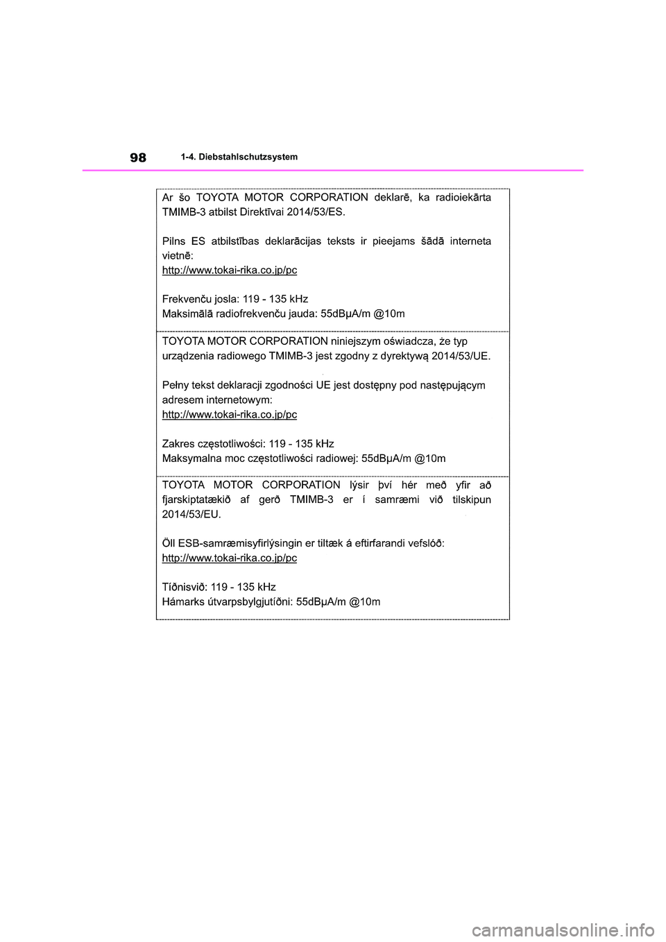 TOYOTA RAV4 2021  Betriebsanleitungen (in German) 981-4. Diebstahlschutzsystem 